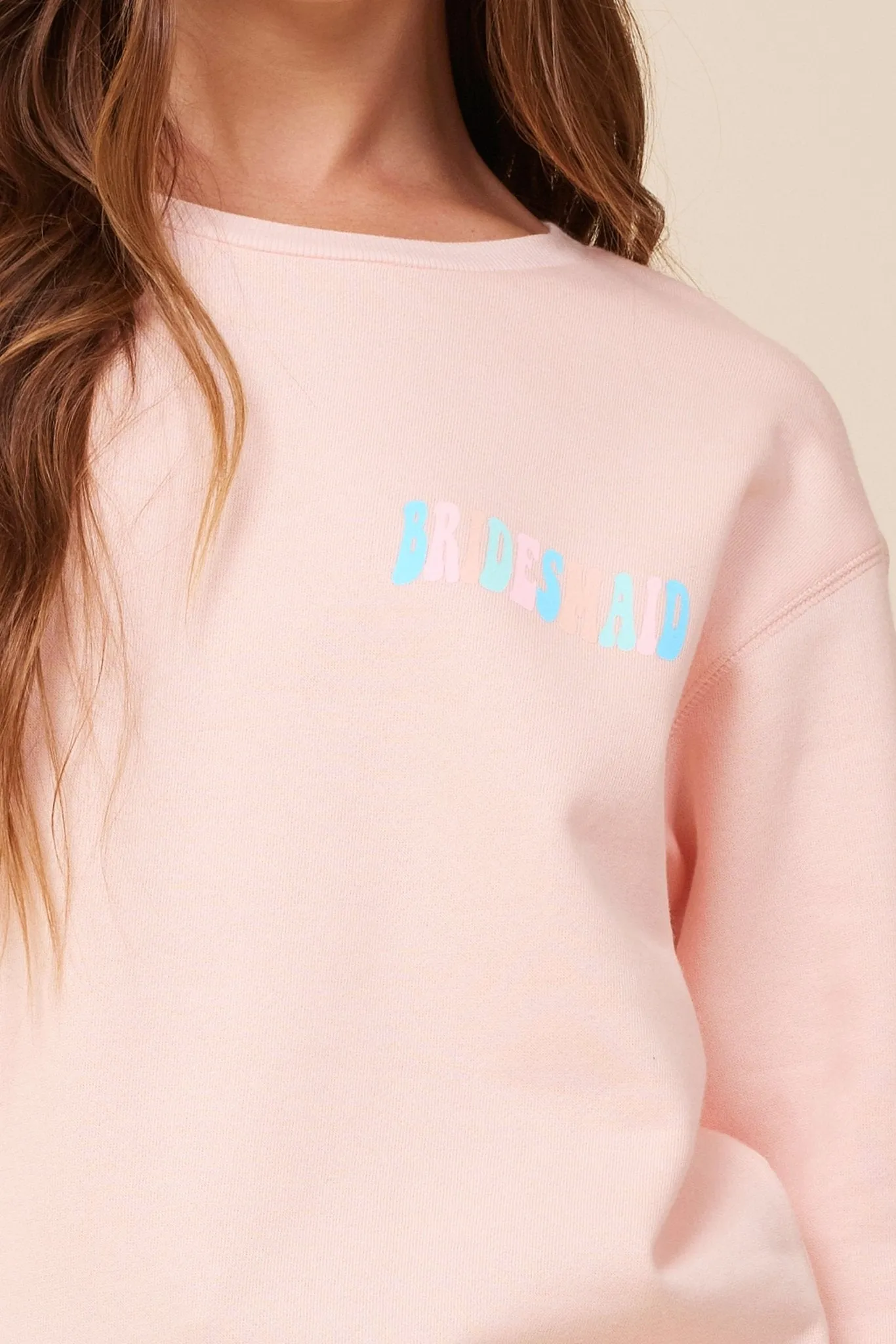 "Bridesmaid" Peach Surf Wash Crewneck Sweatshirt