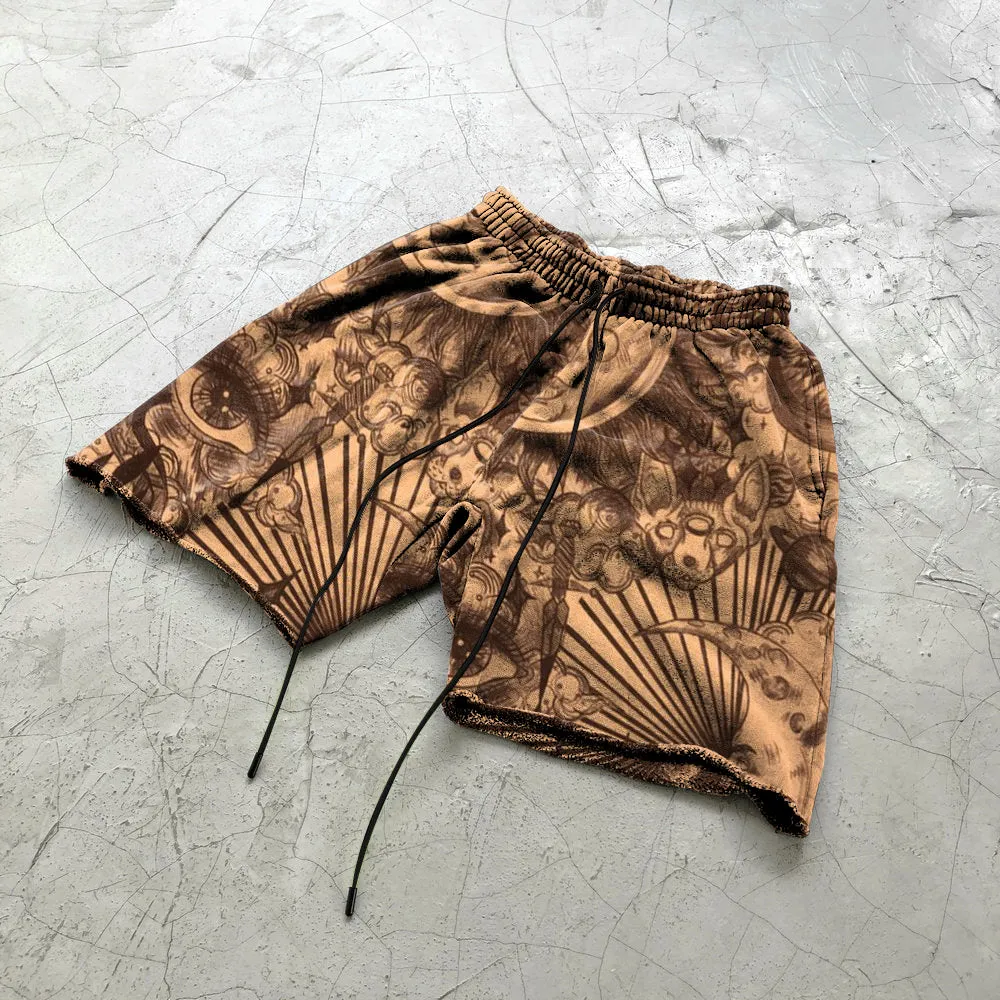 Retro fashion casual print shorts