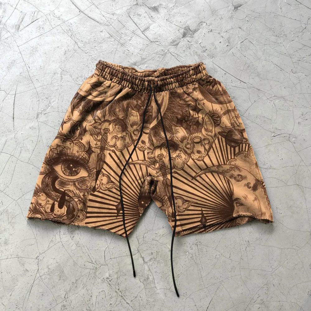 Retro fashion casual print shorts