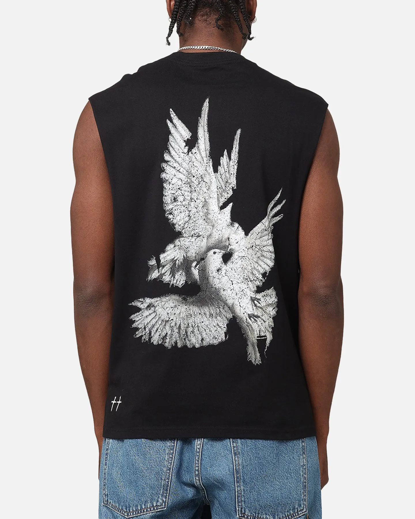 Saint Morta Doves Oversized Muscle T-Shirt Black