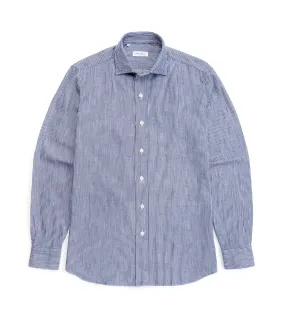 Salvatore Piccolo Selvedge Cotton Striped Shirt: Dark Blue