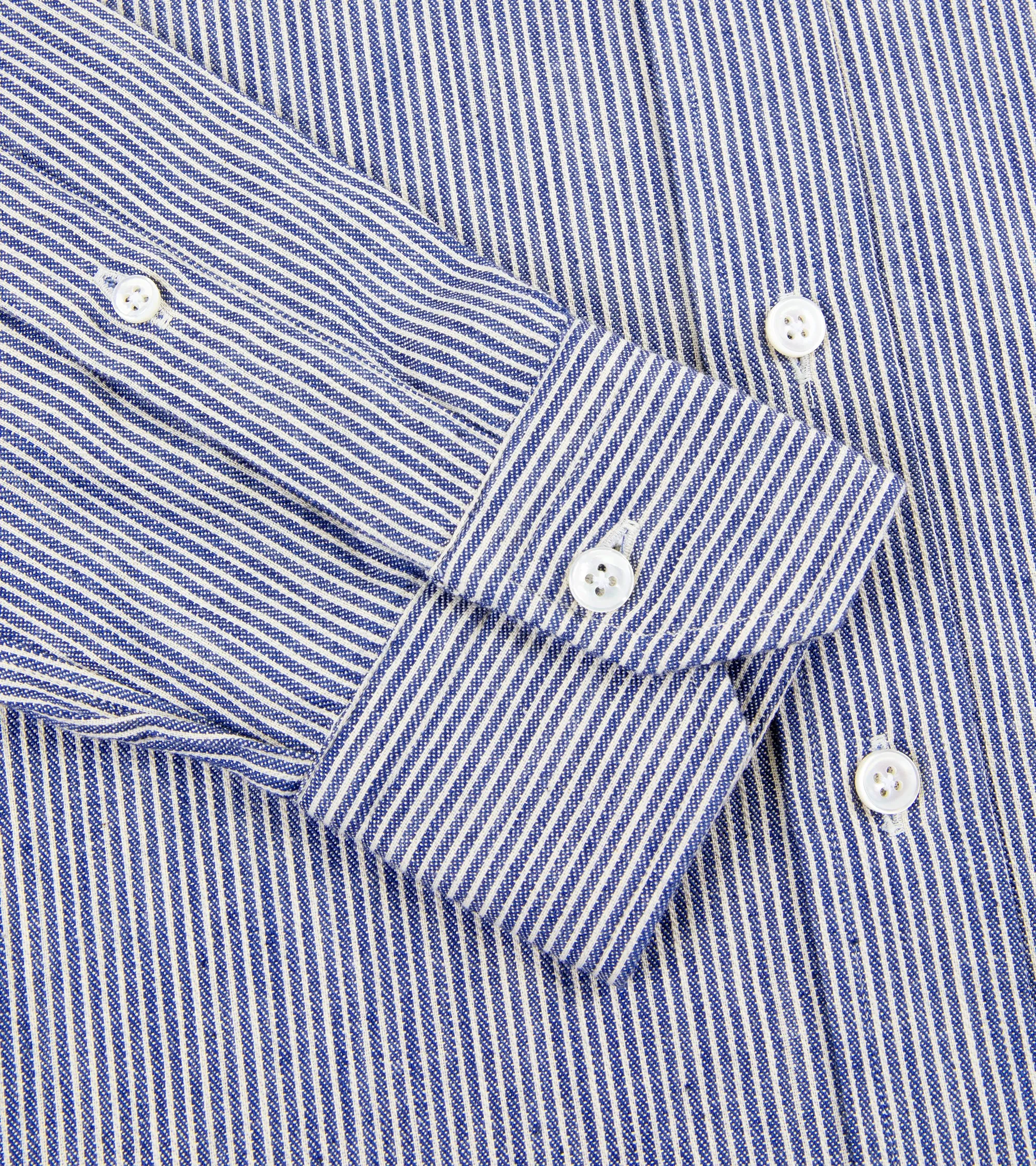 Salvatore Piccolo Selvedge Cotton Striped Shirt: Dark Blue