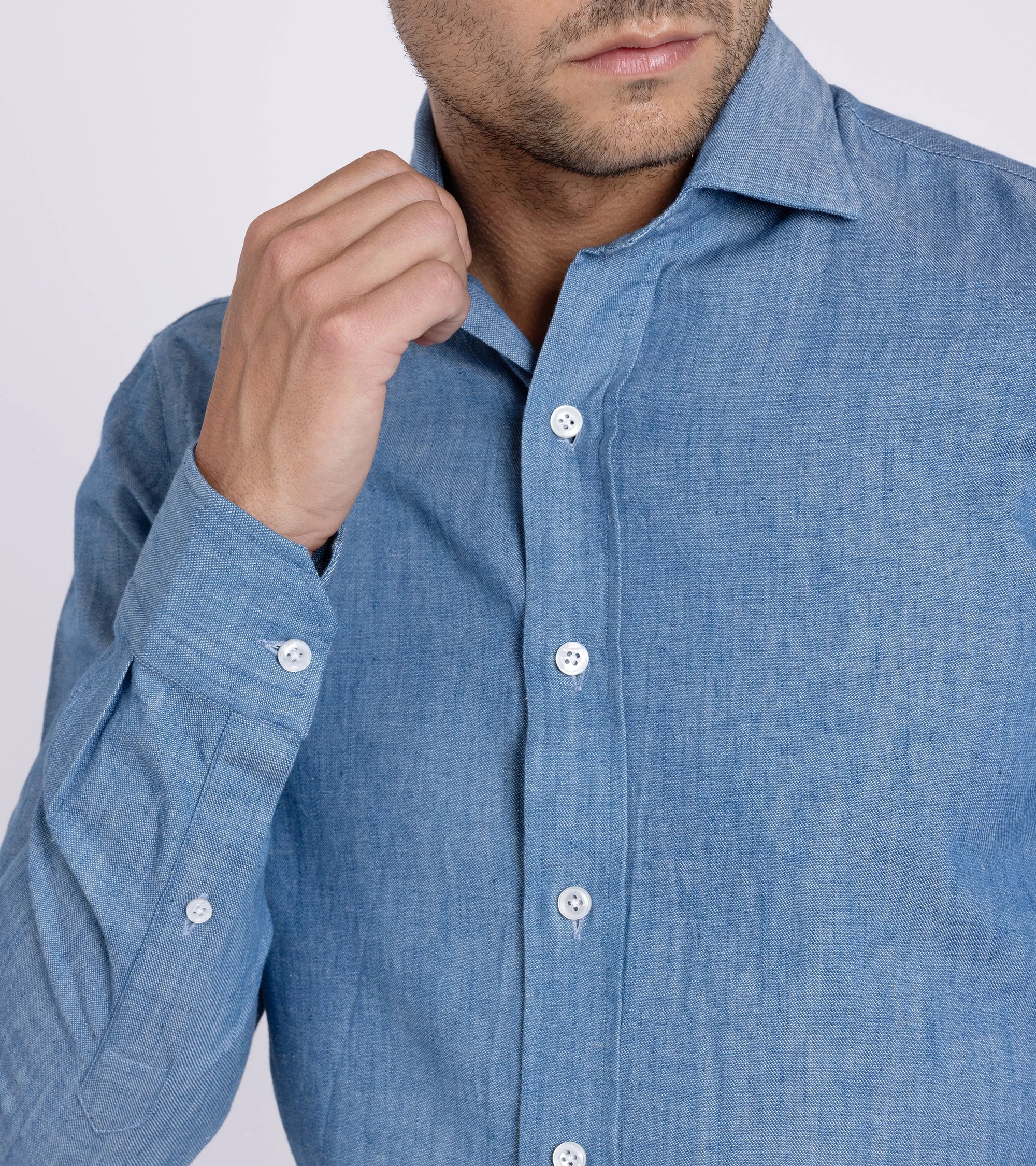 Salvatore Piccolo Selvedge Denim Shirt: Light Blue