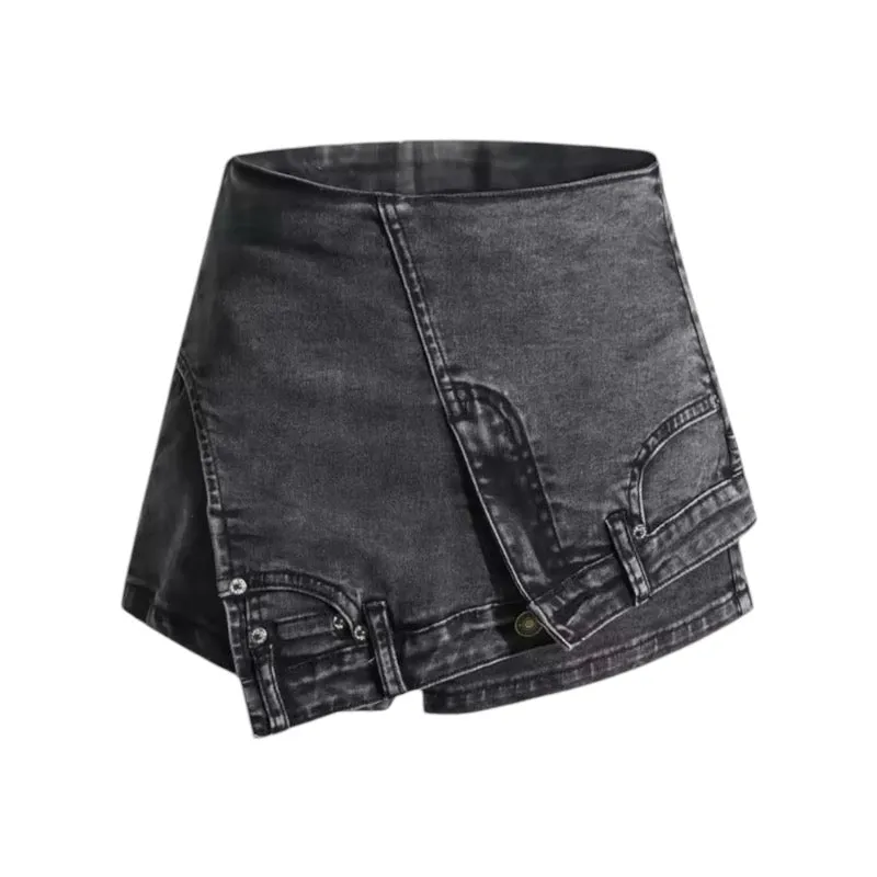 Shelley Asymmetrical Design Denim Shorts