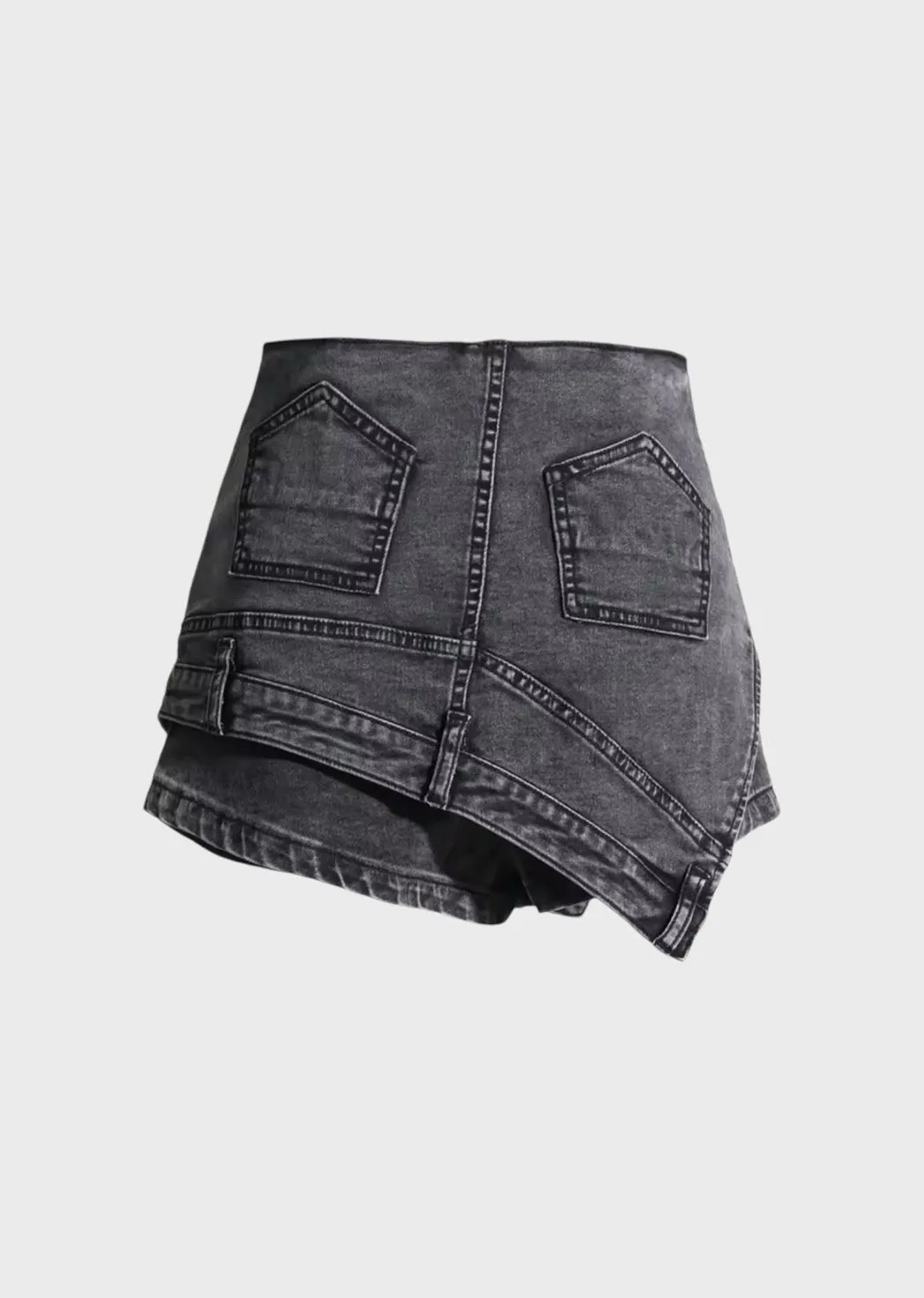 Shelley Asymmetrical Design Denim Shorts