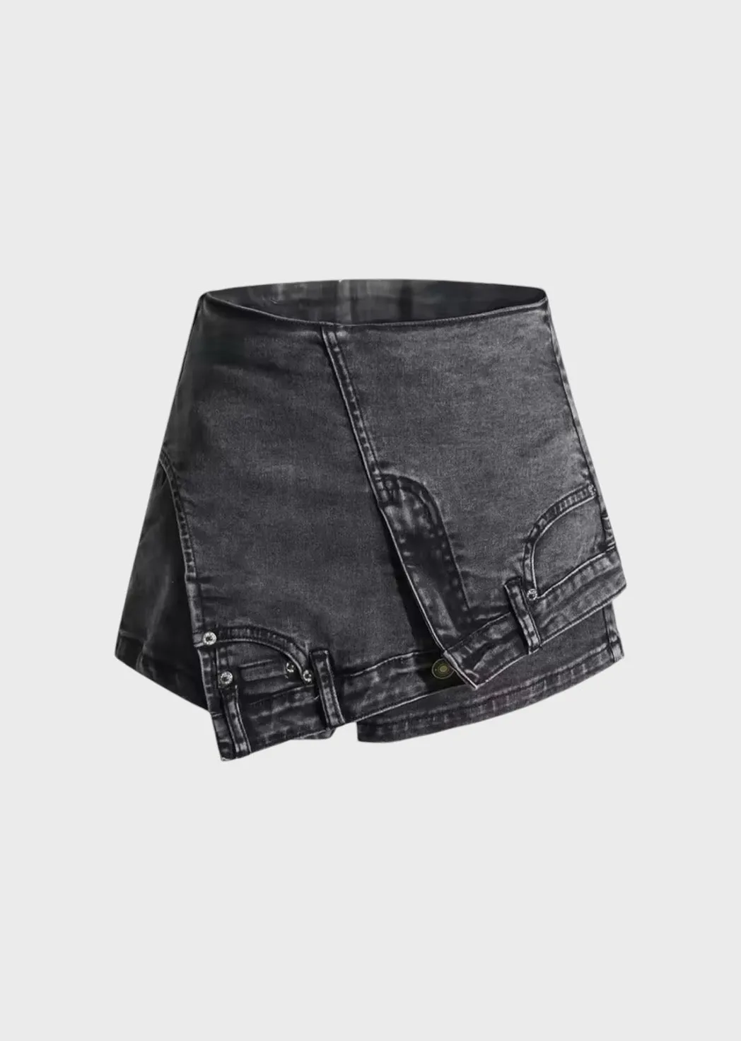 Shelley Asymmetrical Design Denim Shorts