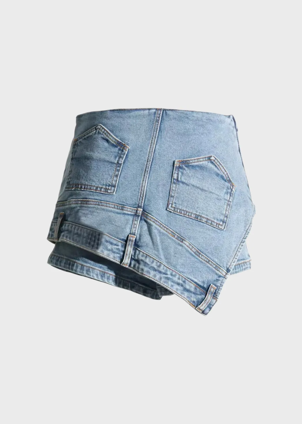 Shelley Asymmetrical Design Denim Shorts