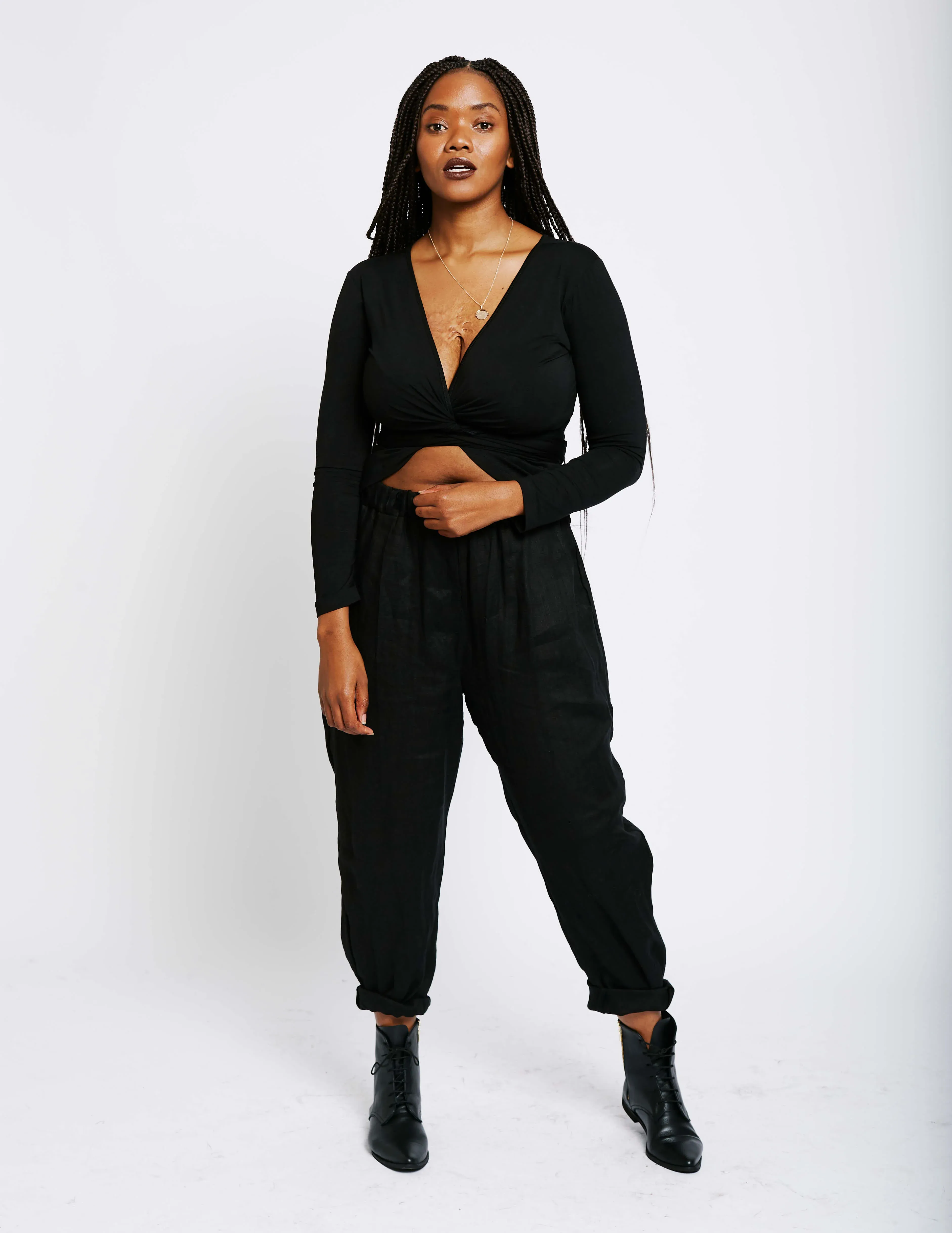 Slouchy Linen Pants | Black