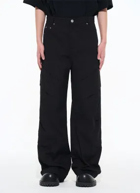 Split loose-fitting straight pants