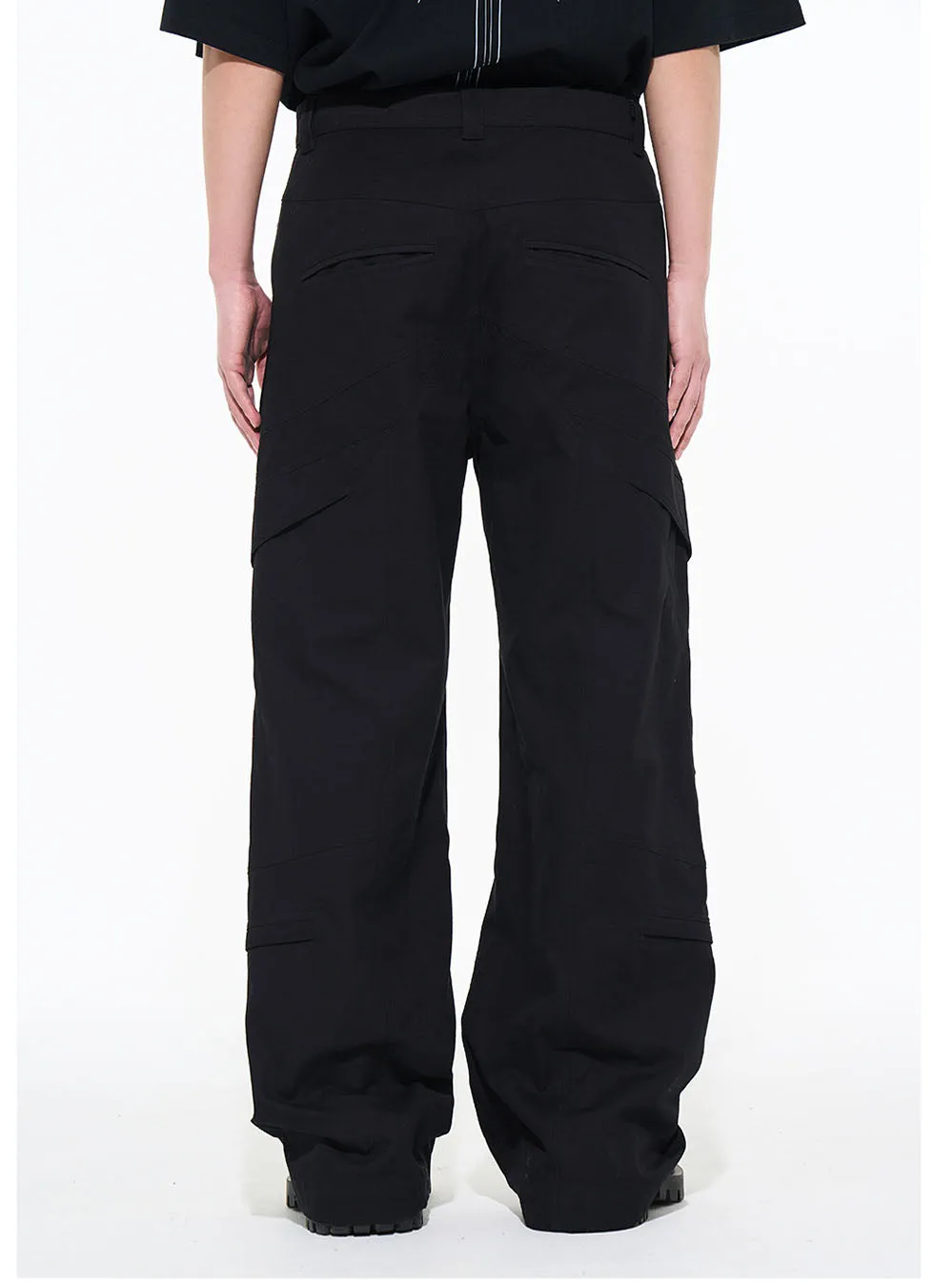 Split loose-fitting straight pants