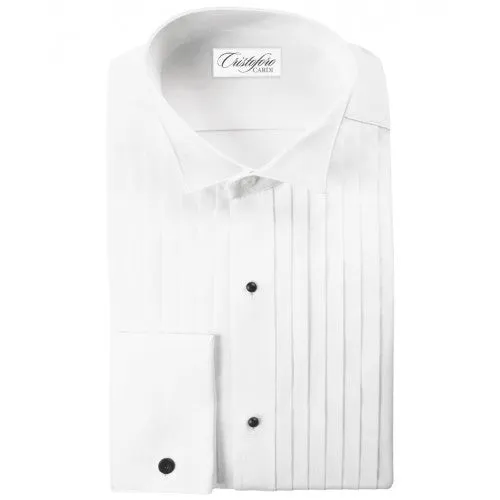 White Cotton Wing Collar (Roma) Tuxedo Shirt by Cristoforo Cardi