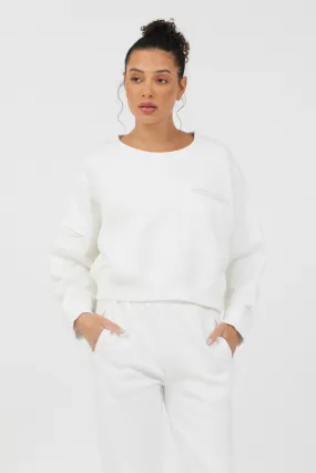 White Essential Fleece Crewneck