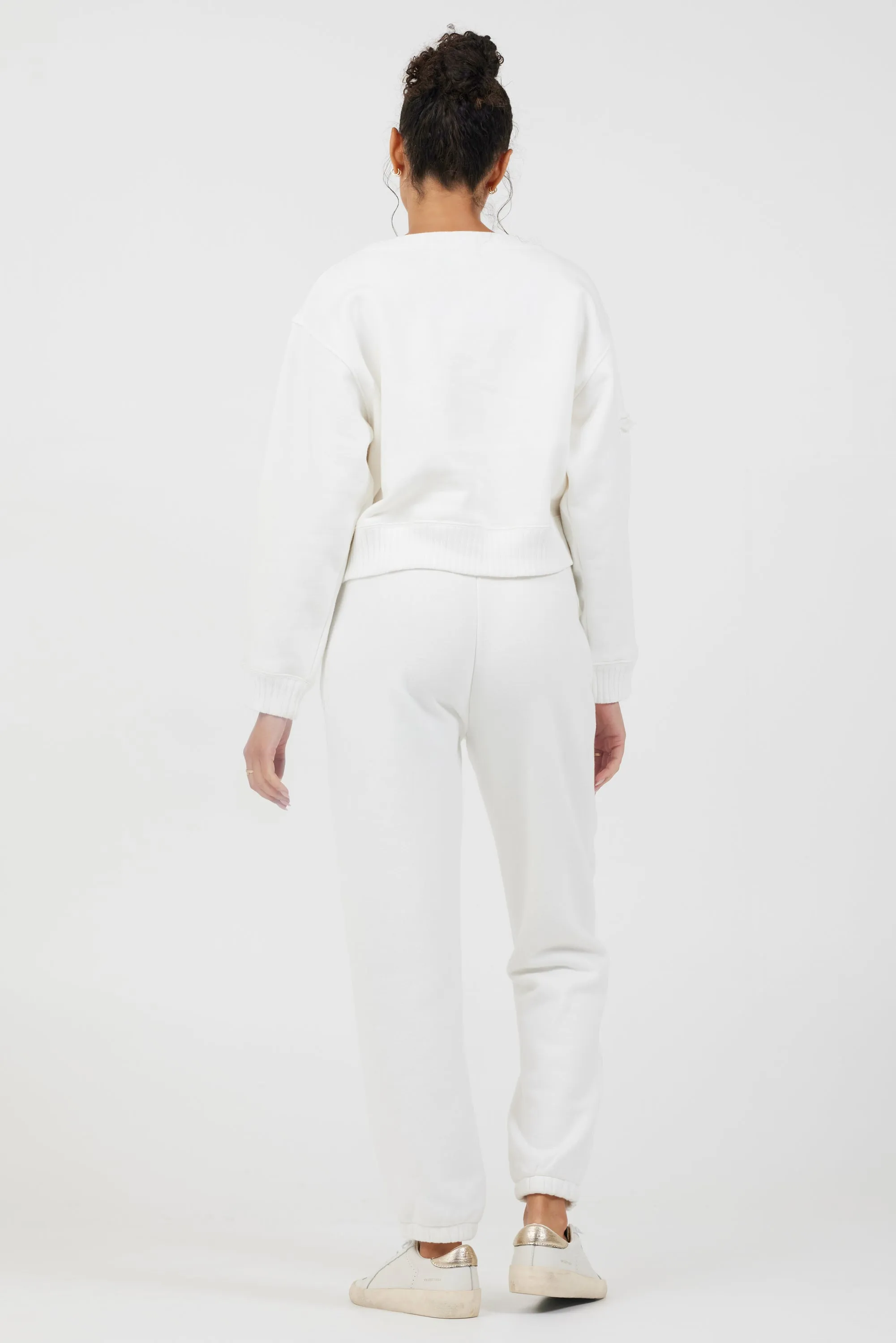 White Essential Fleece Crewneck