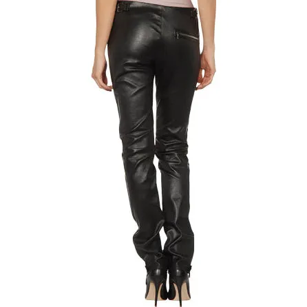 Women's Skinny Straight Leg Leather Pants